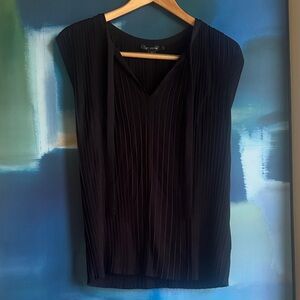 St. John Elegant Black Pleated Top